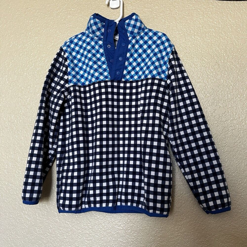 Draper James Lands End 1/4 Snap Pullover Serious Sweats Boys Small Blue Gingham